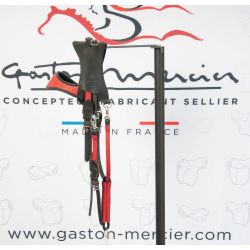 Black and Red Bridle adapted for hackamore