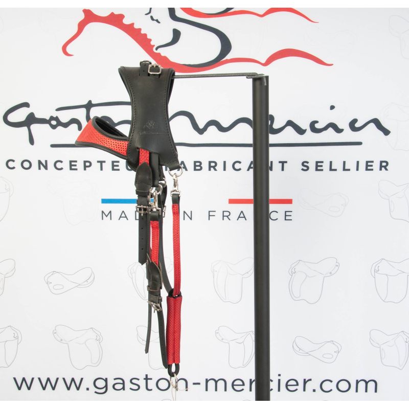 Black and Red Bridle adapted for hackamore